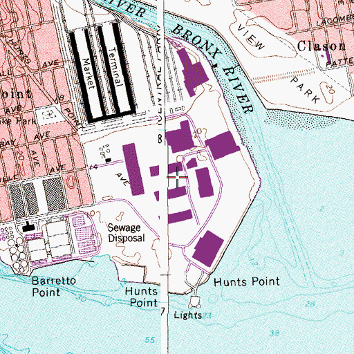 Topographic Map of Hunts Point Meat Market, NY