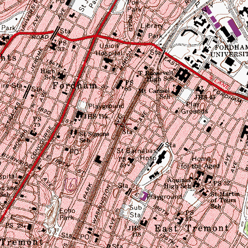 Topographic Map of Onehundredeightythird Street Station, NY