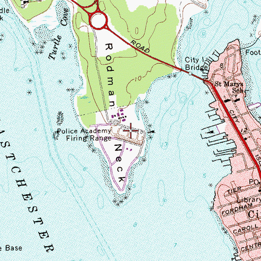 Topographic Map of Rodman's Neck New York City Police Department Firing Range, NY