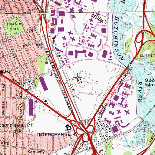 Topographic Map of The Mall At Bay Plaza Shopping Center, NY