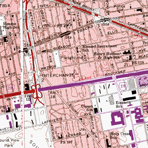 Topographic Map of Bronxdale Houses, NY