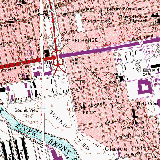 Topographic Map of Clason Point Gardens Houses, NY