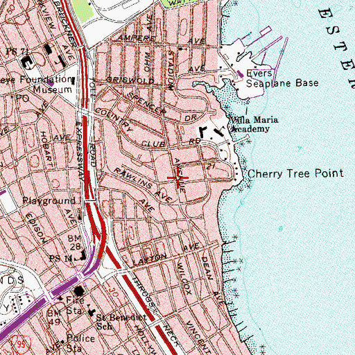 Topographic Map of Country Club, NY