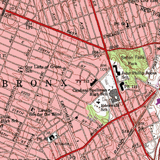 Topographic Map of Edenwald Houses, NY