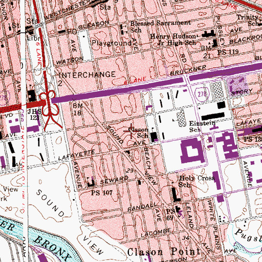 Topographic Map of James Monroe Houses, NY