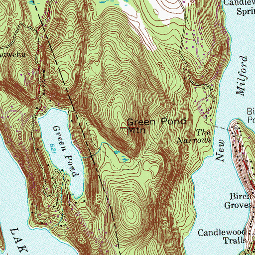 Topographic Map of Green Pond Mountain, CT