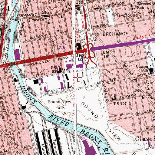 Topographic Map of Lafayette Morrison Houses, NY