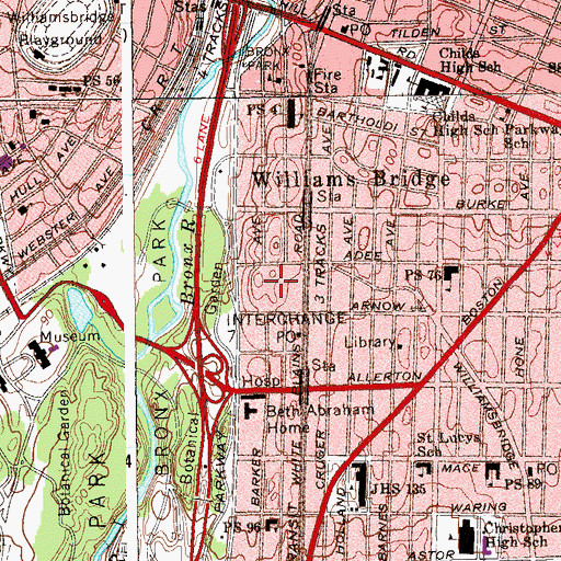 Topographic Map of Parkside Houses, NY