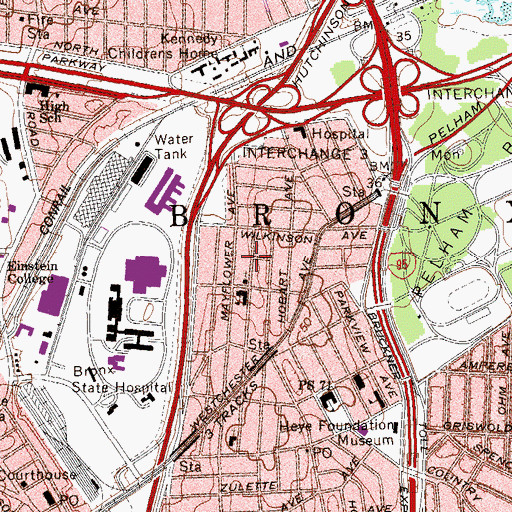 Topographic Map of Pelham Bay, NY