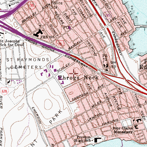 Topographic Map of Throgs Neck Houses, NY