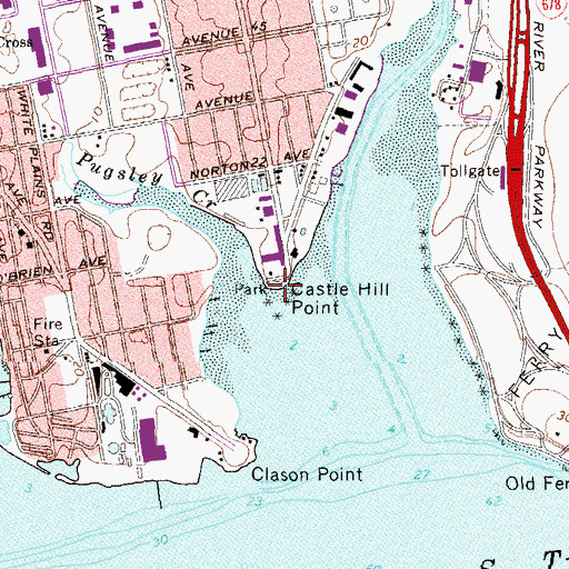 Topographic Map of Castle Hill Park, NY
