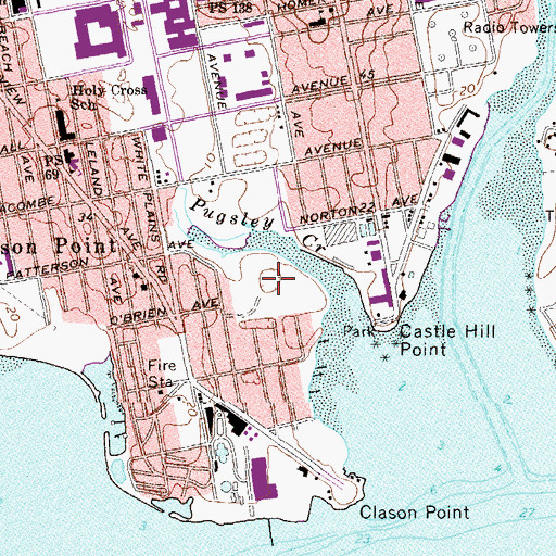 Topographic Map of Pugsley Creek Park, NY