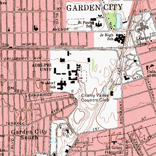 Topographic Map of Alumnae Hall, NY