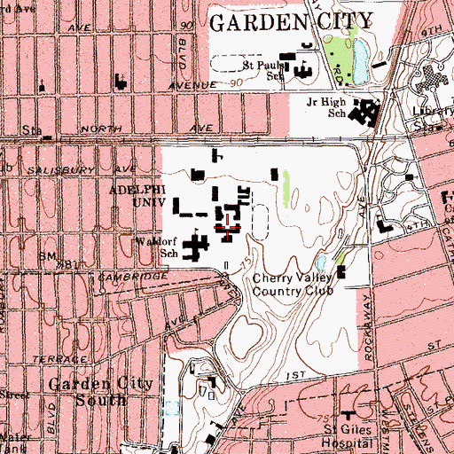 Topographic Map of Harvey Hall, NY