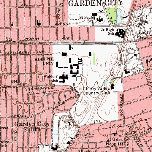 Topographic Map of Post Hall, NY