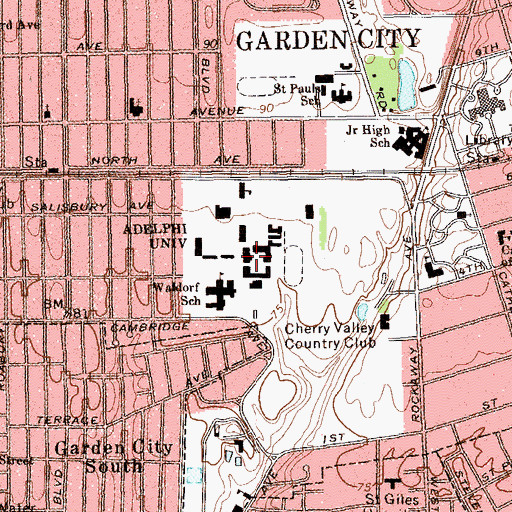 Topographic Map of Waldo Hall, NY