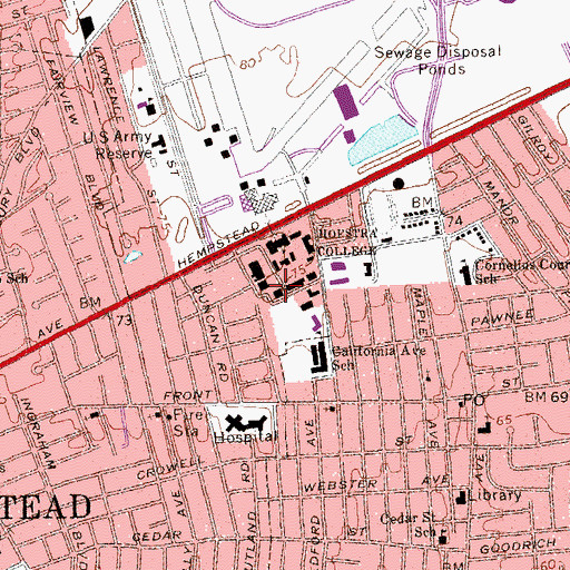 Topographic Map of Adams Playhouse, NY