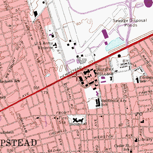 Topographic Map of Bernon Hall, NY