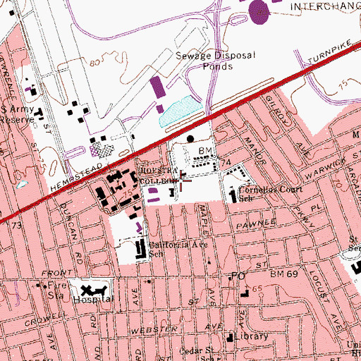 Topographic Map of C V Starr Hall, NY