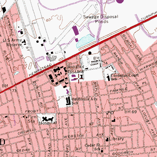 Topographic Map of Gittleson Hall, NY