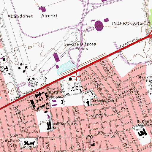 Topographic Map of Hagedorn Hall, NY