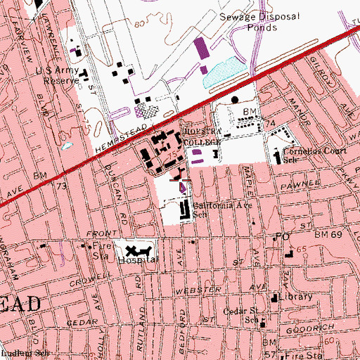 Topographic Map of Kushner Hall, NY
