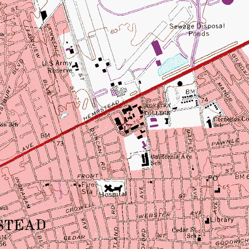 Topographic Map of Lowe Hall, NY