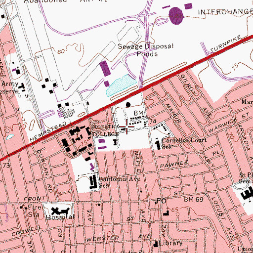 Topographic Map of Margiotta Hall, NY