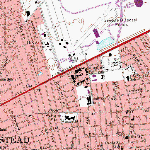Topographic Map of Memorial Hall, NY