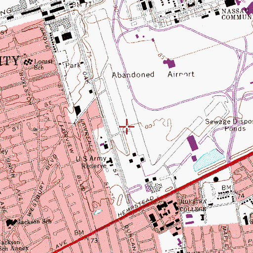 Topographic Map of Suffolk Hall, NY