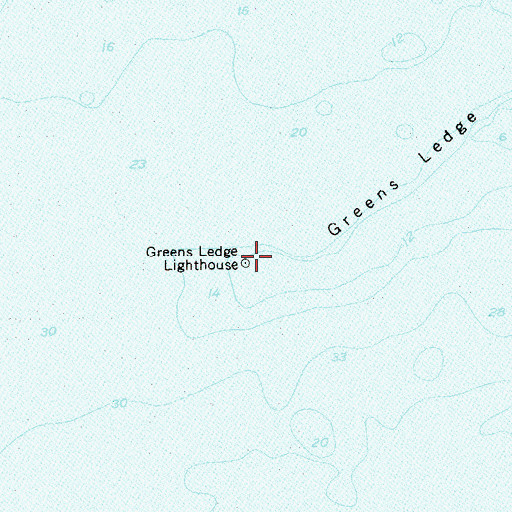 Topographic Map of Greens Ledge Lighthouse, CT