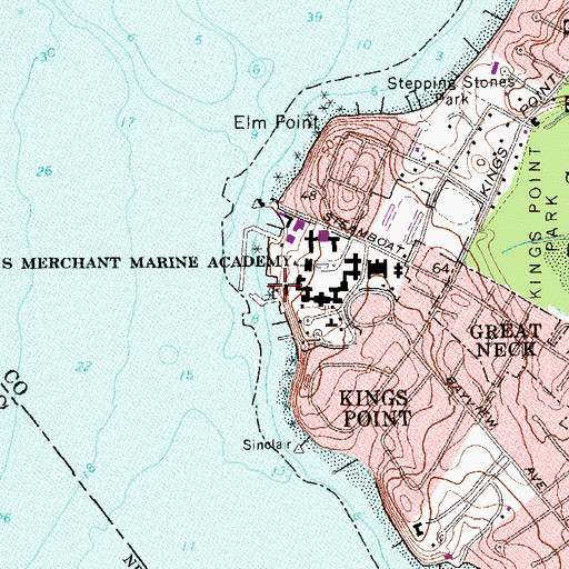 Topographic Map of Land Hall, NY