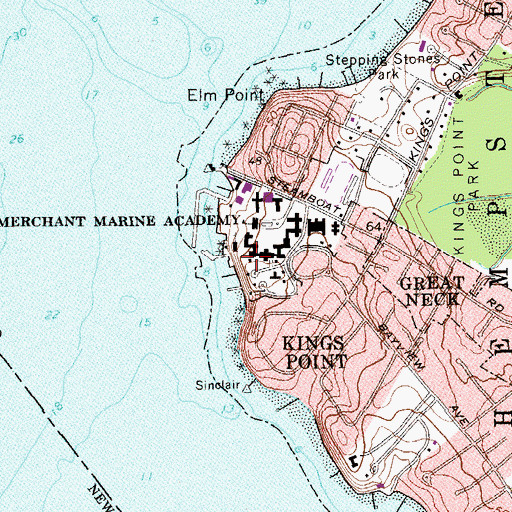 Topographic Map of Melville Hall, NY