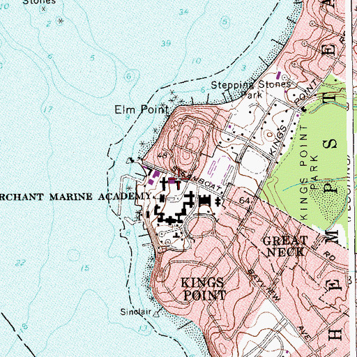 Topographic Map of Schuyler Otis Bland Library, NY