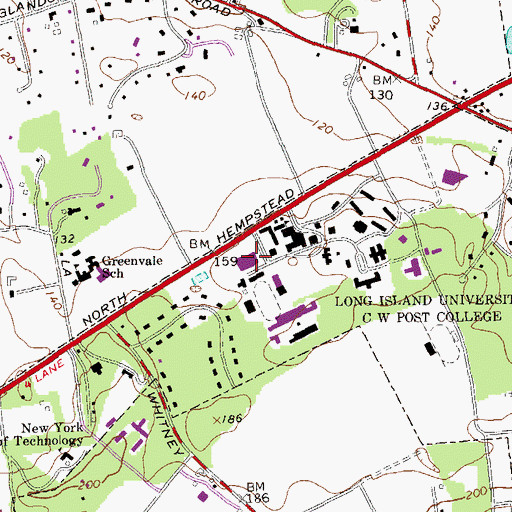 Topographic Map of B Davis Schwartz Memorial Library, NY