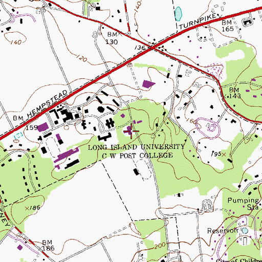 Topographic Map of Brookville Residence Hall, NY