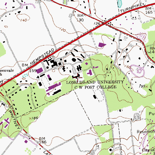 Topographic Map of Post Hall, NY