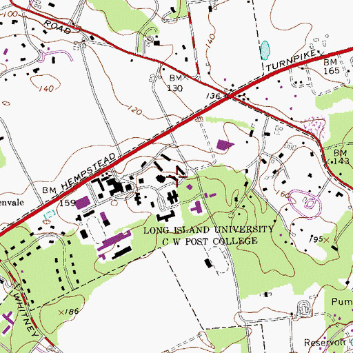 Topographic Map of Queens Residence Hall, NY
