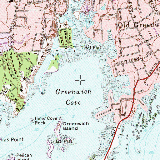 Topographic Map of Greenwich Cove, CT