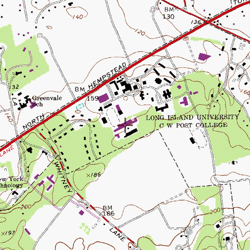 Topographic Map of Tilles Center For The Performing Arts, NY