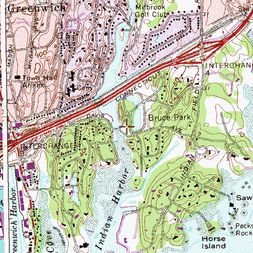 Topographic Map of Greenwich Creek, CT
