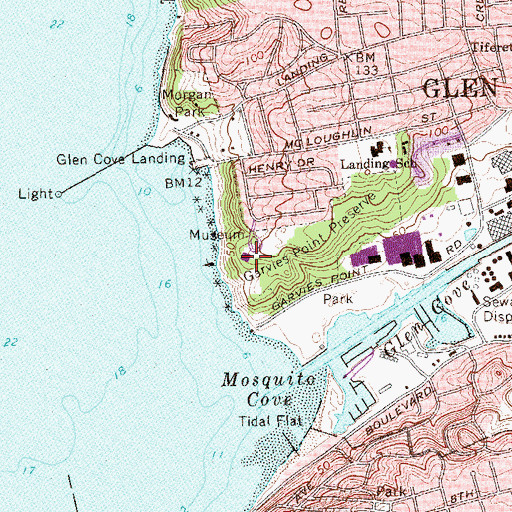 Topographic Map of Garvies Point Museum, NY
