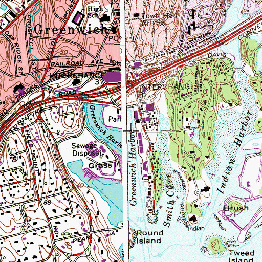 Topographic Map of Greenwich Harbor, CT