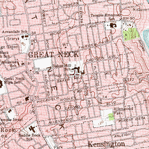 Topographic Map of Great Neck Village Hall, NY