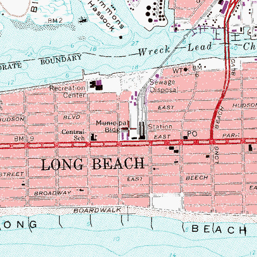 Topographic Map of Long Beach City Hall, NY