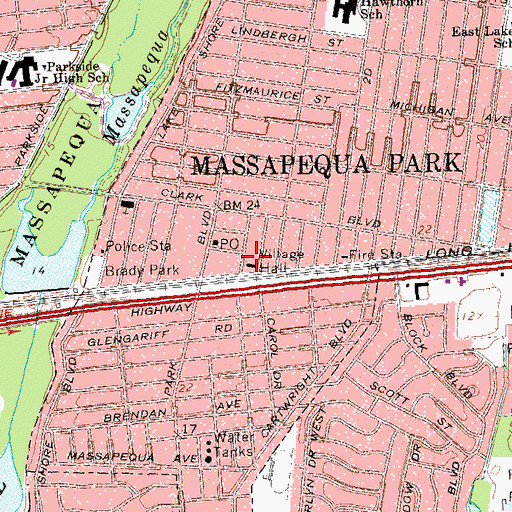 Topographic Map of Massapequa Park Village Hall, NY