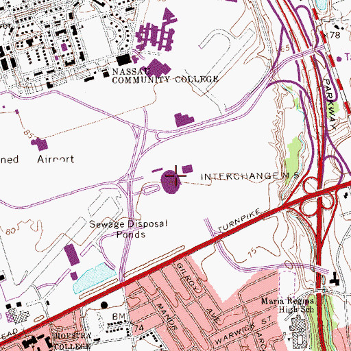 Topographic Map of Nassau County Veterans Memorial Coliseum, NY