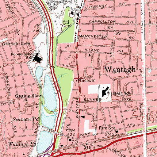Topographic Map of Wantagh Museum, NY