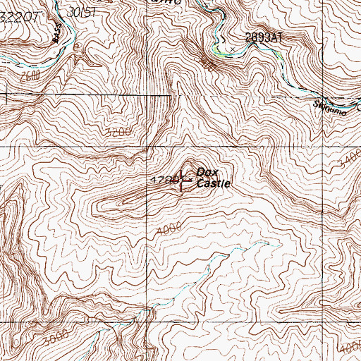 Topographic Map of Dox Castle, AZ