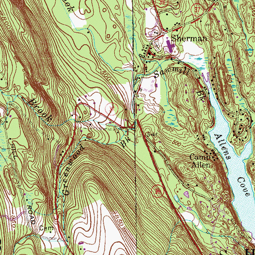 Topographic Map of Greenwood Brook, CT